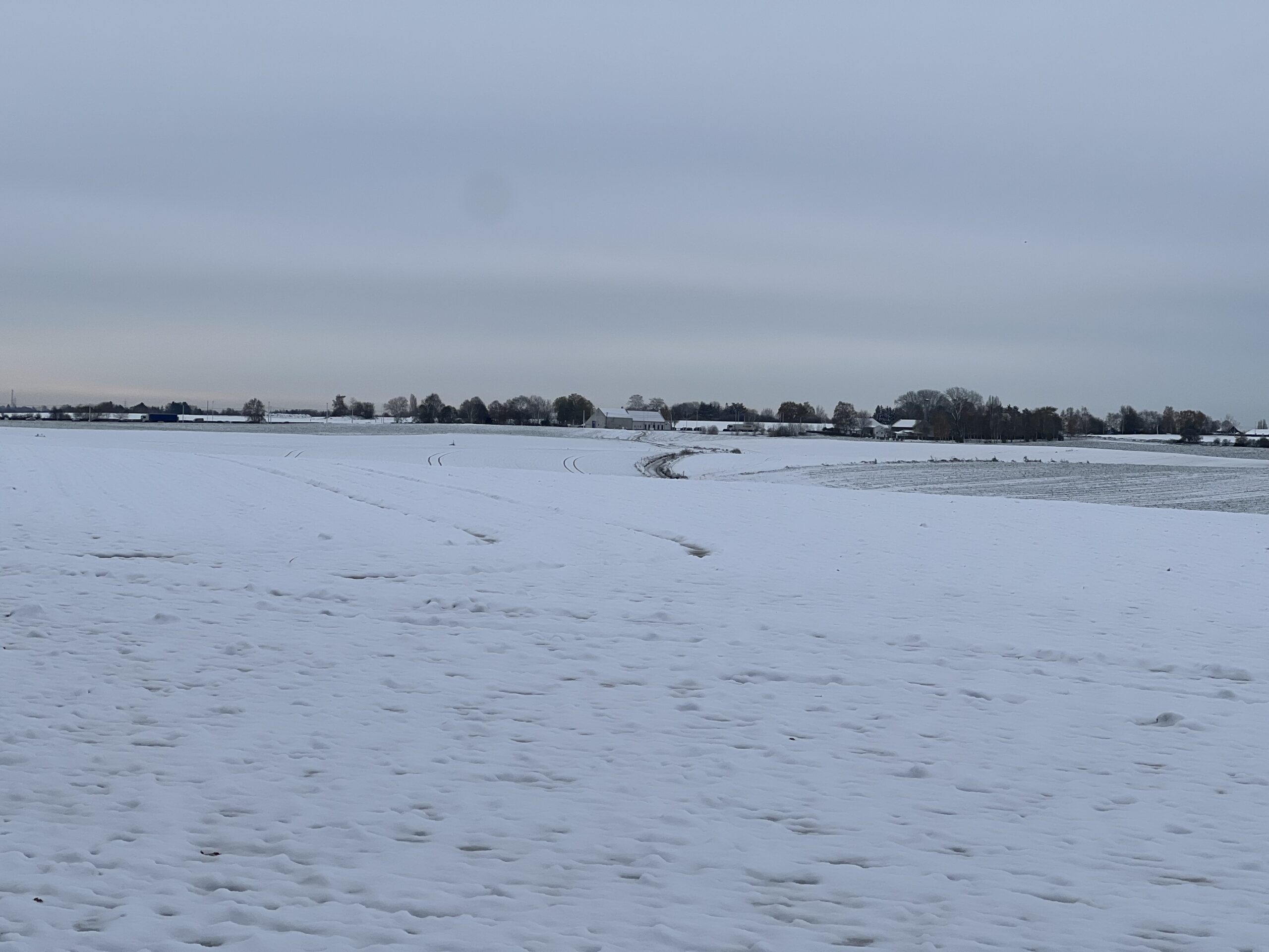 Waterloo snow image, the view from Mercer's ridge towards the centre of the French lines.