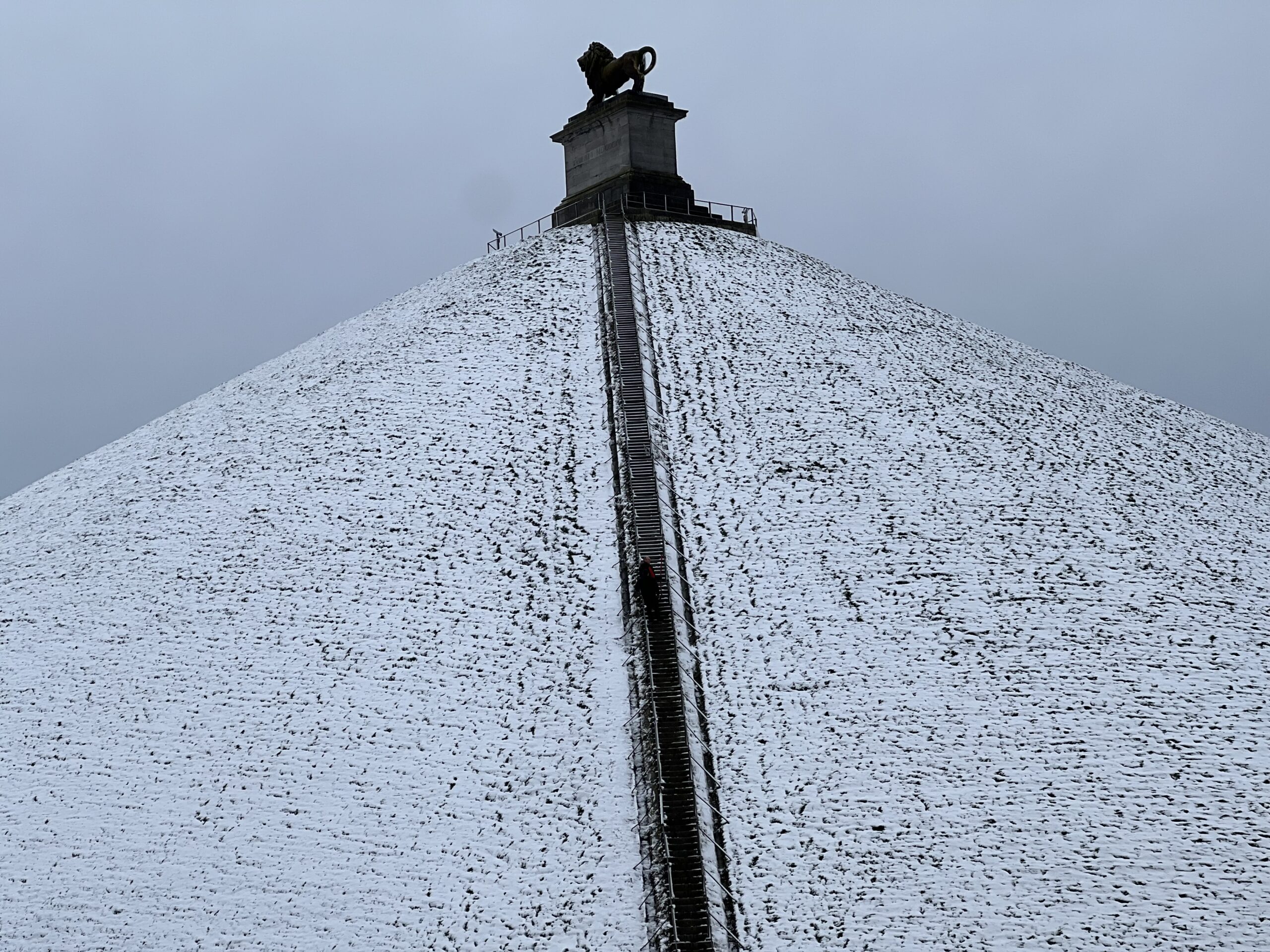 La Butte du Lion in the snow.